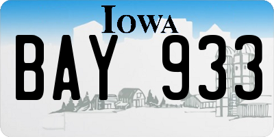 IA license plate BAY933