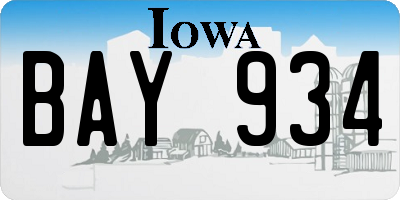 IA license plate BAY934