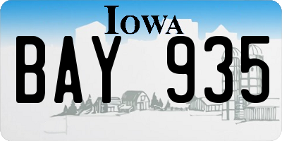 IA license plate BAY935