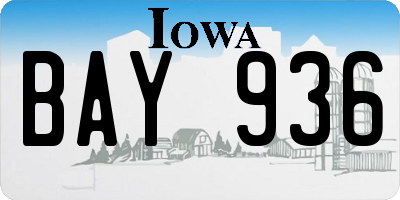 IA license plate BAY936