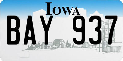 IA license plate BAY937