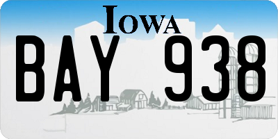 IA license plate BAY938
