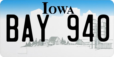 IA license plate BAY940