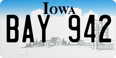 IA license plate BAY942