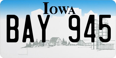 IA license plate BAY945