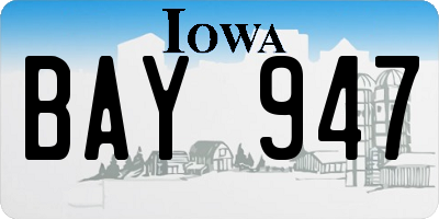 IA license plate BAY947