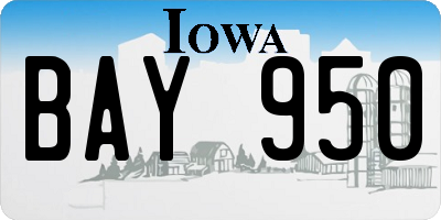 IA license plate BAY950
