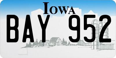 IA license plate BAY952