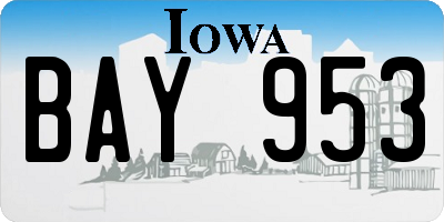 IA license plate BAY953