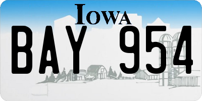 IA license plate BAY954