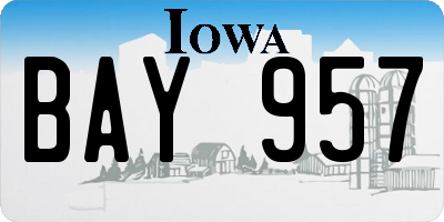 IA license plate BAY957
