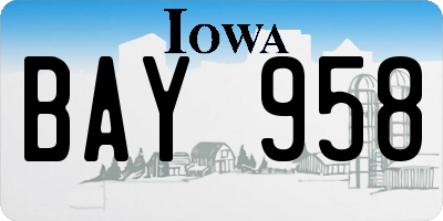 IA license plate BAY958