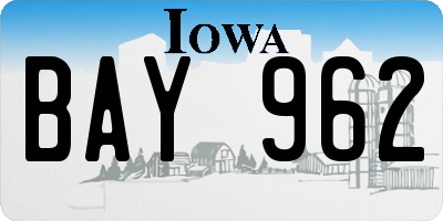 IA license plate BAY962