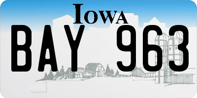 IA license plate BAY963