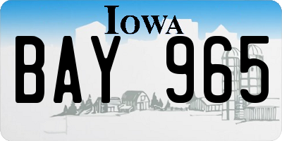 IA license plate BAY965