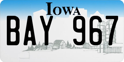 IA license plate BAY967