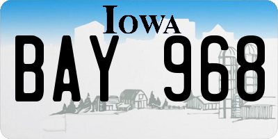 IA license plate BAY968