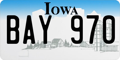 IA license plate BAY970