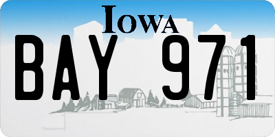 IA license plate BAY971