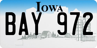 IA license plate BAY972