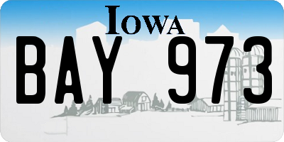 IA license plate BAY973