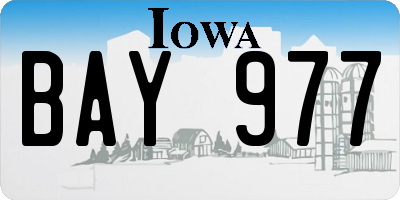 IA license plate BAY977