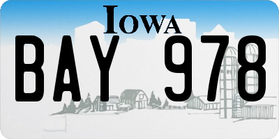IA license plate BAY978