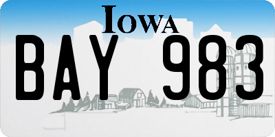 IA license plate BAY983