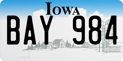 IA license plate BAY984