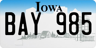 IA license plate BAY985
