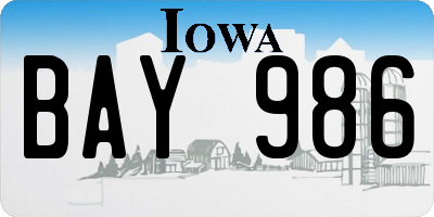 IA license plate BAY986