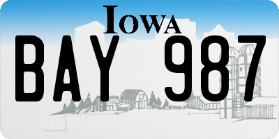 IA license plate BAY987