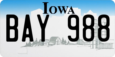 IA license plate BAY988