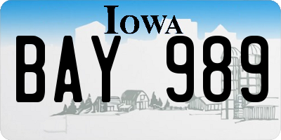 IA license plate BAY989