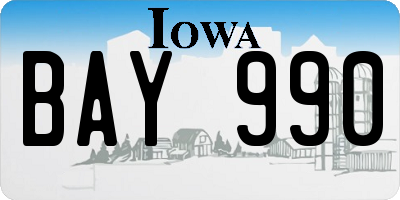 IA license plate BAY990