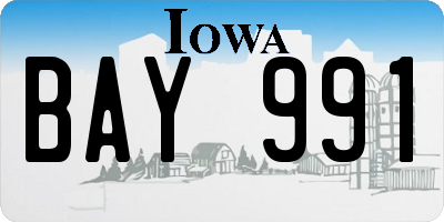 IA license plate BAY991