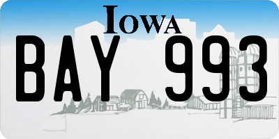 IA license plate BAY993