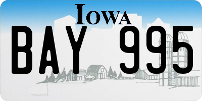 IA license plate BAY995