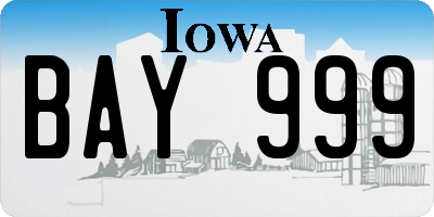 IA license plate BAY999