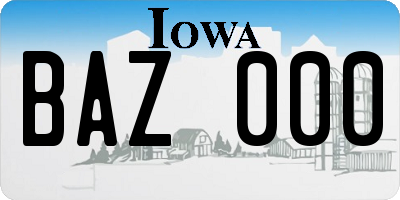 IA license plate BAZ000