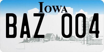 IA license plate BAZ004