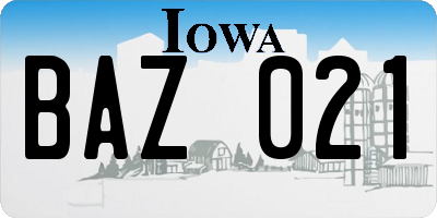 IA license plate BAZ021