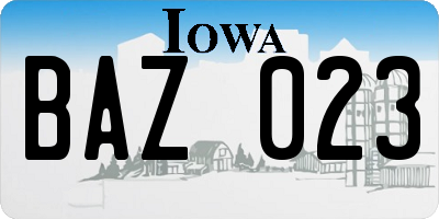 IA license plate BAZ023