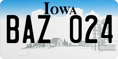 IA license plate BAZ024