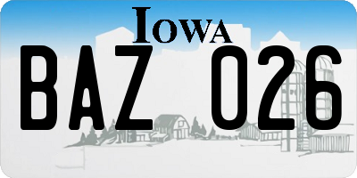 IA license plate BAZ026