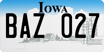 IA license plate BAZ027