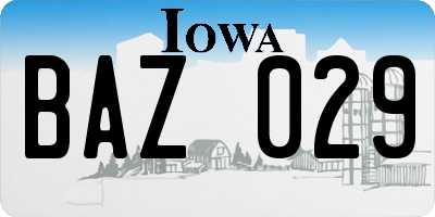 IA license plate BAZ029