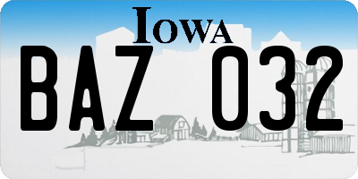 IA license plate BAZ032
