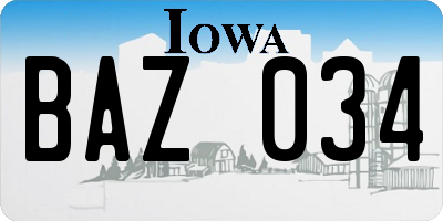 IA license plate BAZ034