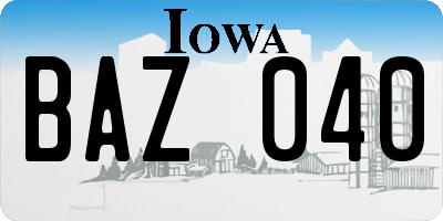 IA license plate BAZ040